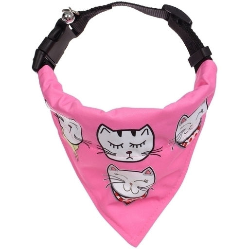 Цена за 2 шт. Ошейник с банданой и колокольчиком для кошек и собак мелких пород "Стильный БРО", цвет розовый, рL/23*15,5(лейбл)