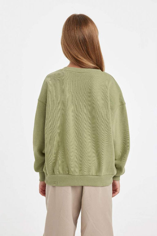 Толстовка с принтом для девочек Relax Fit с круглым вырезом - Defacto фото 6