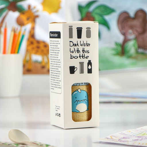 Бутылка для воды в чехле Дино, 300 мл, h=17 см, стекло, рисунок МИКС - Simaland фото 4