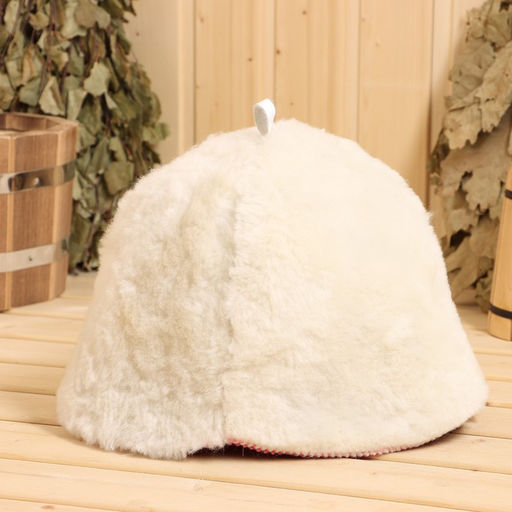 Шапка для бани из овчины, розовая фетр - Simaland фото 3