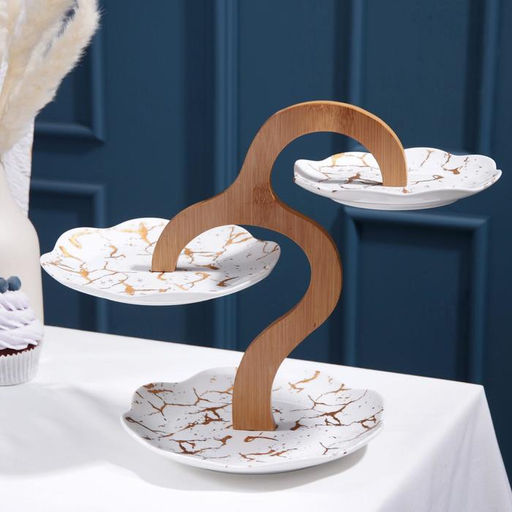 Блюдо керамическое для пирожных 3-х ярусное «Марбл», d=15/18/20 см