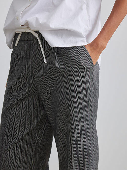 Beli Lastikli Bal?ks?rt? Desenli Kad?n Pantolon