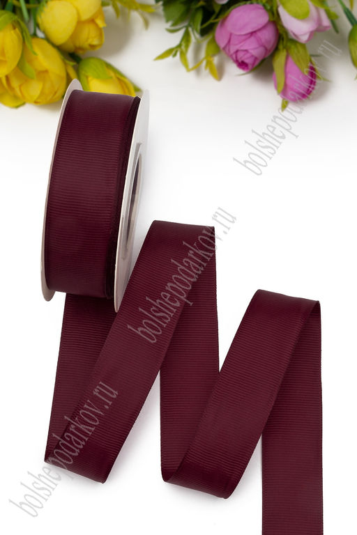 Лента репсовая 2,5 см*20 ярд 1 сорт (бургунди №165) SF-1348 - No name фото 2