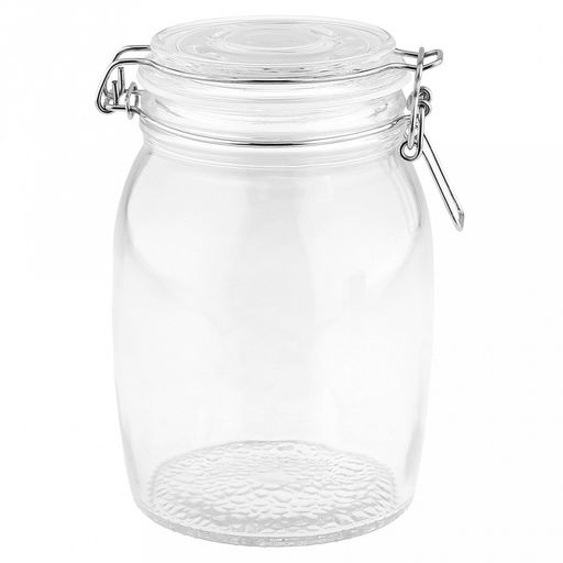 Банка стеклянная с бугельным замком Бочонок 1,2л, д8,5см h17,5см, основание д10,4см, крышка с силиконовым уплотнителем, в коробке, Делисога (Delisoga) (Китай)