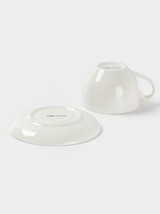 Чайная пара Доляна Цветы, 2 предмета: чашка, 250 мл, блюдце d=15 см, фарфор, белая