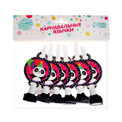 Дудка язычок «Панда», набор 6 шт.