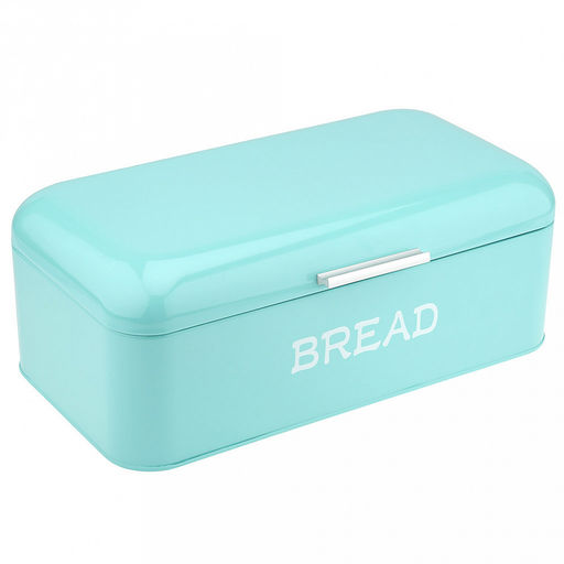 Хлебница сталь, глянцевая эмаль 42х22,5см h16см, s0,4мм, откидная крышка, цвет - бирюзовый, в индивидуальной коробке (Китай)