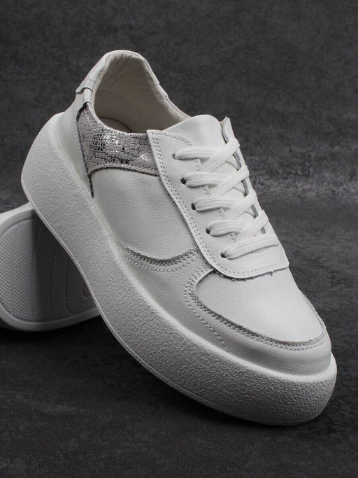 03-C140-9 WHITE Полуботинки спортивные женские (натуральная кожа)