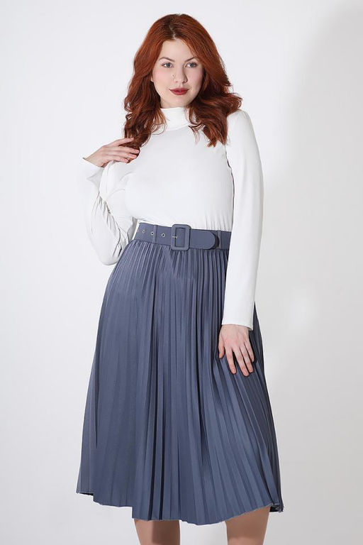 Плиссированная юбка женская больших размеров офисная - Almond фото 60