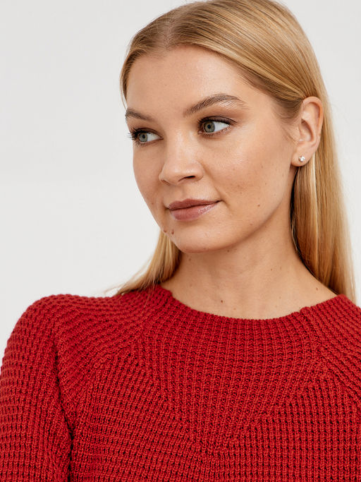 джемпер женский хлопковый в красном цвете с рукавом реглан - Glenfield фото 4