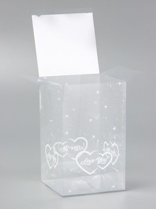 Цена за 5 шт. Складная коробка из PVC LOVE YOU, прозрачная с рисунком, 11?11?18 см 5 шт.