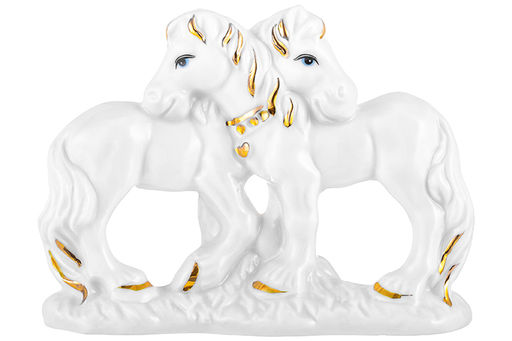Фигурка декоративная 11*4*8,5 см Лошади белая с золотом, фарфор - Elan gallery фото 3