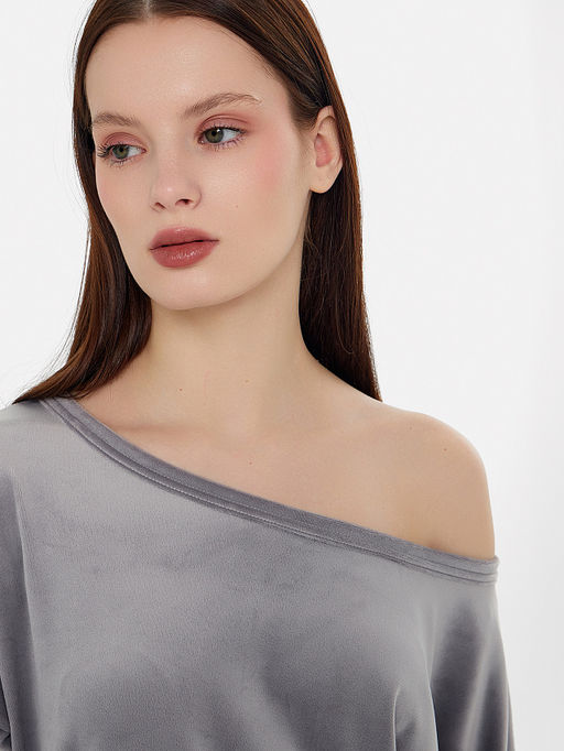 Комплект домашний женский велюровый серый