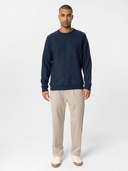 Bisiklet Yaka Uzun Kollu Erkek Sweatshirt