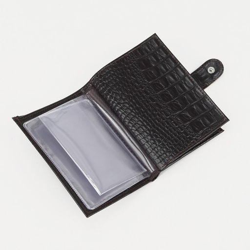 Обложка для автодокументов и паспорта на кнопке, цвет коричневый - Textura фото 5