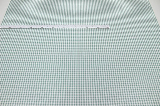 Теплый хлопок Клетка (0.7*0.7см) цв.мятная дымка/белый, ш.1.48м, хлопок-100%, 160гр/м.кв - Купава фото 3