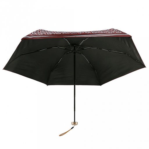 Зонт-мини механический Орнамент ткань эпонж (полиэстер) + черное УФ-покрытие, 6 лучей, д/купола 90см, 5 сложений, 17см в сложенном виде, механизм против ветра, пластмассовая ручка, цвет терракотовый, 225гр (Китай) - Домашняя Мода фото 3