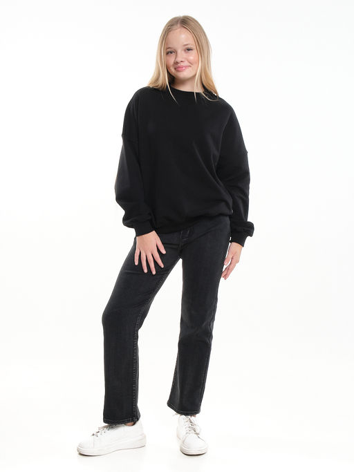 Джинсы чёрные для девочки 33-1095 черный - Mini maxi фото 8