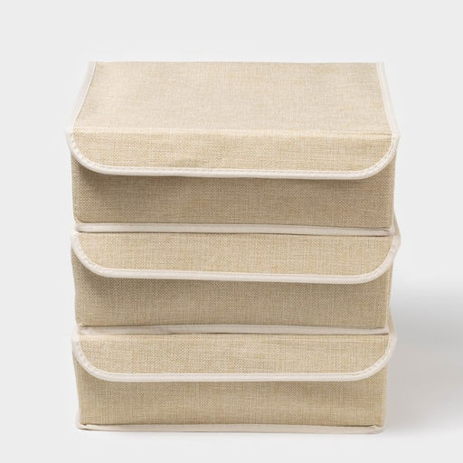 Органайзеры для хранения белья Пастель, 3 шт., с крышкой, 31.52510 см, бежевые