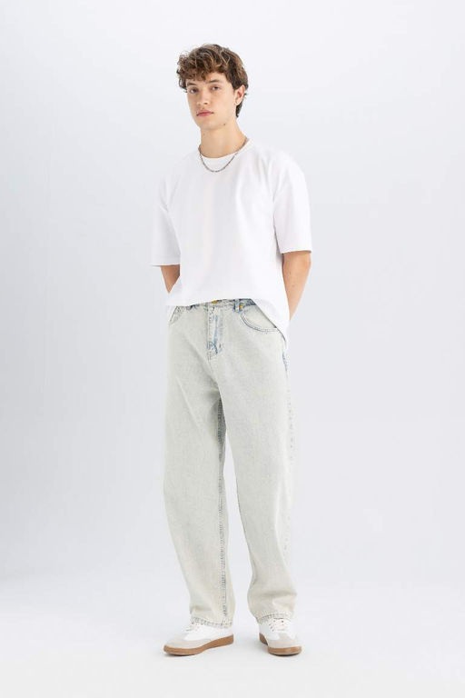 Джинсовые брюки Baggy Fit с широким узором и нормальной талией, широкие брюки - Defacto фото 11