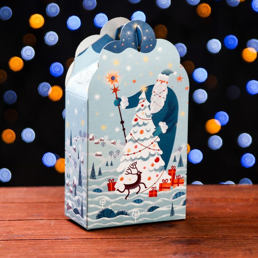 Цена за 10 шт. Подарочная новогодняя коробка «Фантазия» в зелёном, упаковка, 11.1×5.8×20.5 см