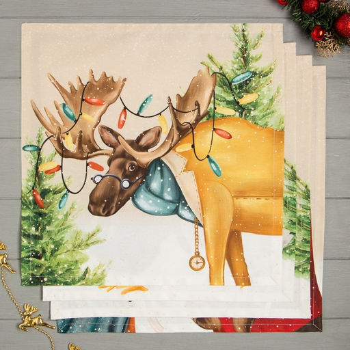 Набор салфеток сервировочных «Этель» Noble Christmas, 4 шт., бежевые, 40×40 см