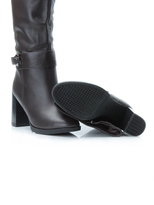 02-DL17-56 BROWN Сапоги зимние женские (натуральная кожа, натуральный мех) - Фабричный китай фото 15