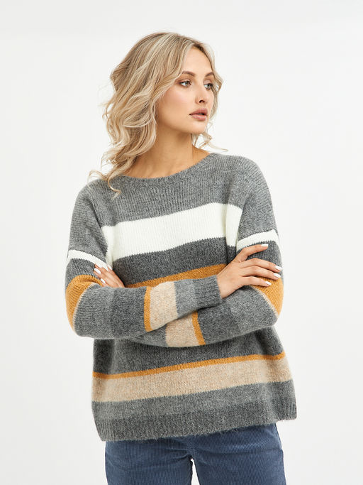 джемпер женский серый в полоску - Glenfield фото 7