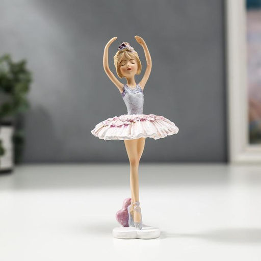 Фигурка полистоун «Балерина розово-голубое платье», 13.5×5.5×6 см