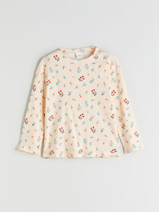 Bisiklet Yaka ?i?ekli K?z ?ocuk Pijama Tak?m?