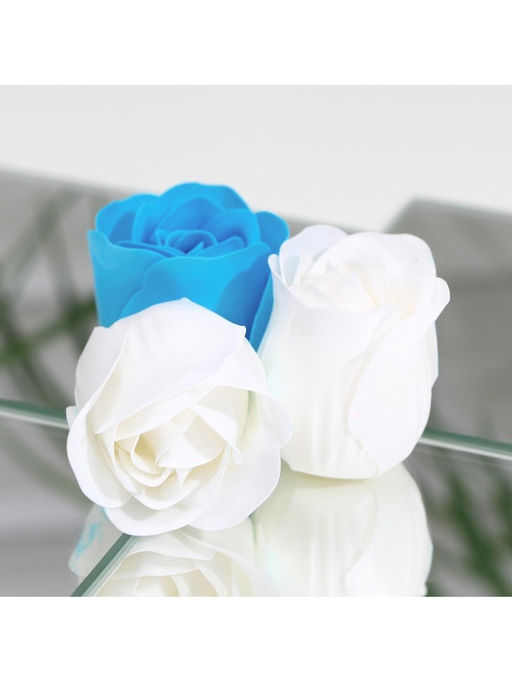 Мыльные розочки, синие и белые, набор 9 шт.