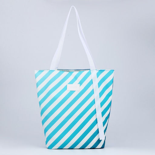 Сумка-шопер пляжная Nazamok, в полосочку, 39×32 см, голубая