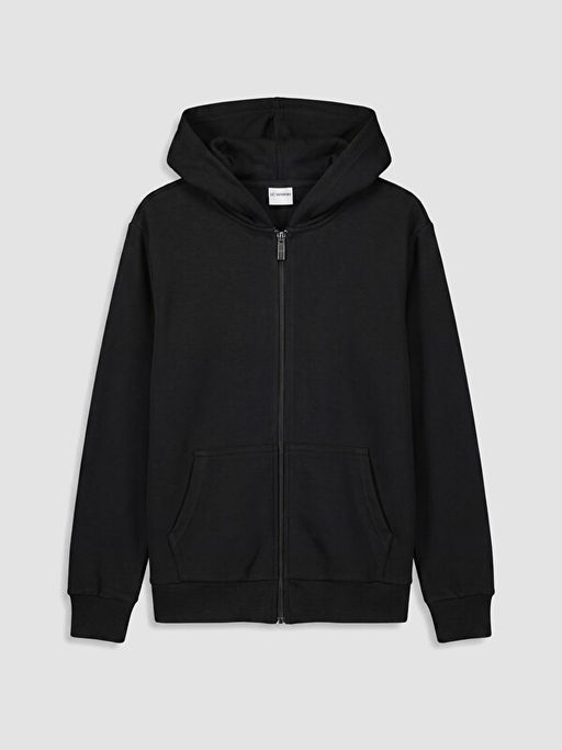 Kap??onlu K?z ?ocuk Fermuarl? Sweatshirt