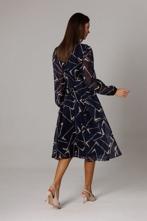 Платье Lars Style 1161 сине-бежевый принт