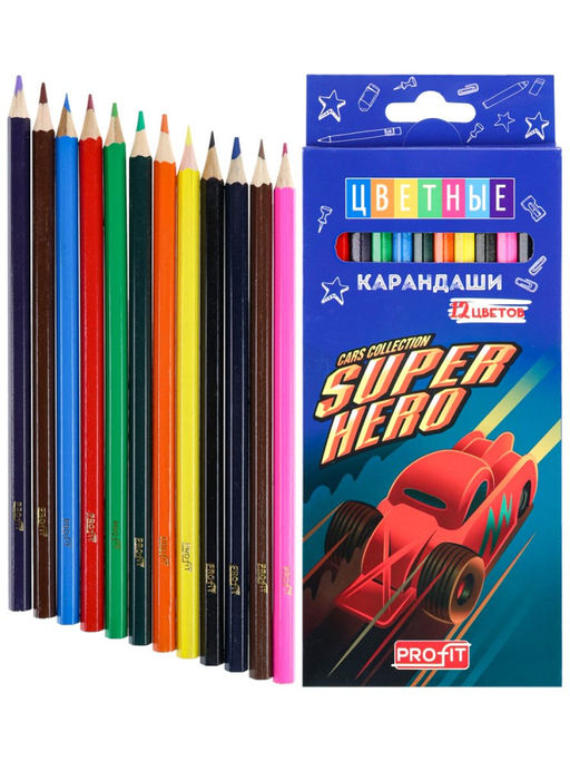 Карандаши Profit "Машины супергероев" 12цв. (КЦ-2537)