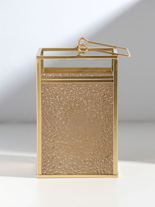 Подсвечник стекло, металл "Капли" золотой 10,5х12х19,4 см