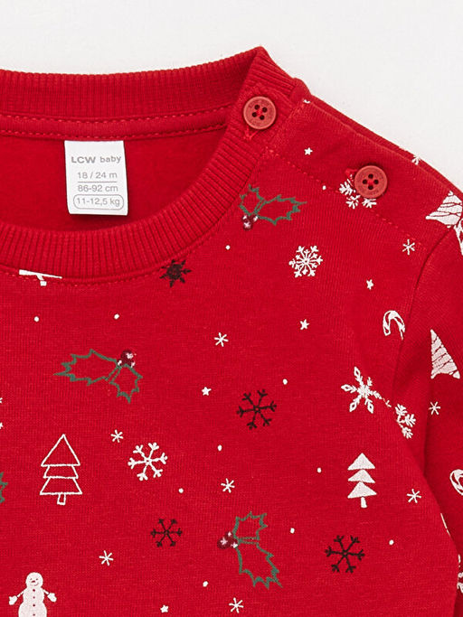 Bisiklet Yaka Uzun Kollu Y?lba?? Temal? Erkek Bebek Sweatshirt - Waikiki фото 2