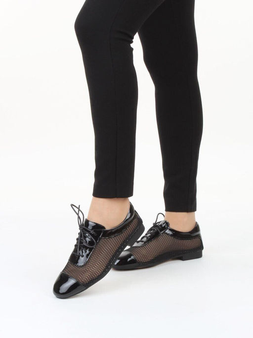 03-H17C-30AG BLACK Полуботинки женские (натуральная кожа)