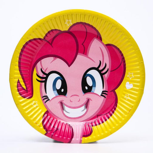 Цена за 10 шт. Тарелка одноразовая бумажная «С Днем Рождения!», 18 см, My Little Pony