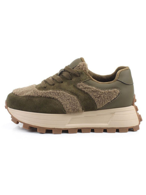 04-P118-2C GREEN Кроссовки демисезонные женские (натуральная замша, натуральная кожа, текстиль)