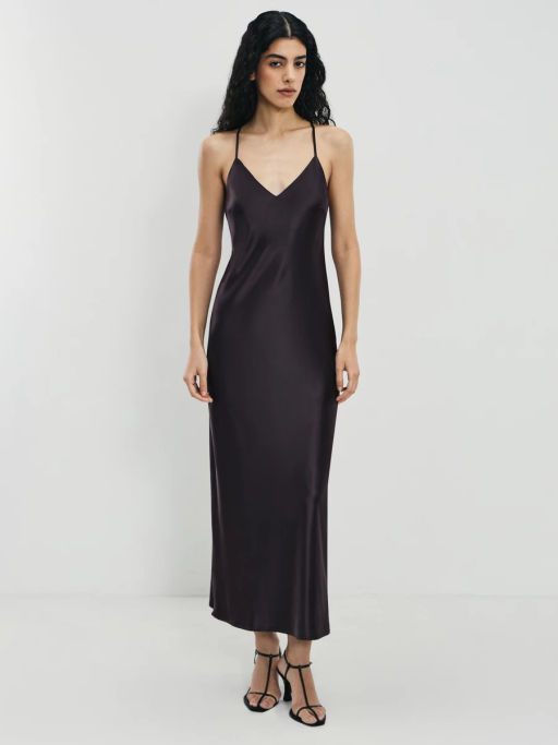 Атласное платье миди на бретелях / Zarina