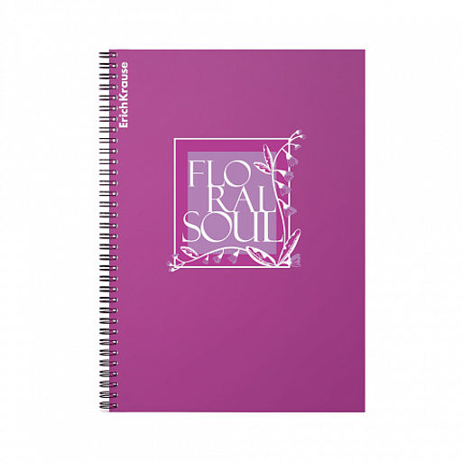 Цена за 2 шт. Тетрадь общая с пластиковой обложкой на спирали ErichKrause Floral Soul, А4, 80 листов, клетка