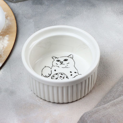 Рамекин керамический «Кушай», 9.5×4.5 см, 200 мл, цвет белый