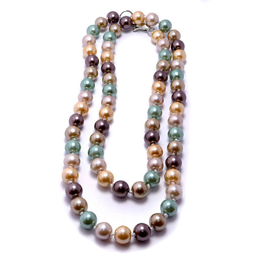 Бусы из жемчуга Майорка mix зеленого, коричневого, розового и желтого цвета 6мм