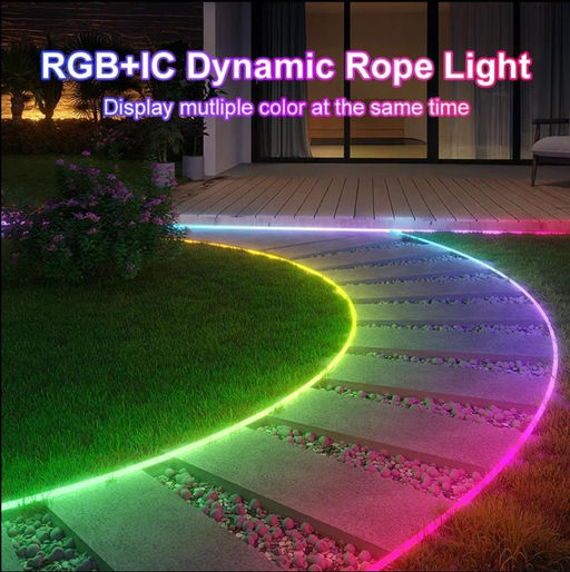 Наружная светодиодная лента RGBIC IP66 5метров USB, водонепроницаемая, синхронизация музыки, неоновая веревка с управлением через приложение