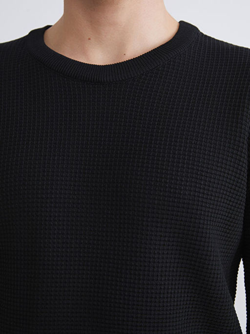 Bisiklet Yaka Kareli Erkek Triko Kazak