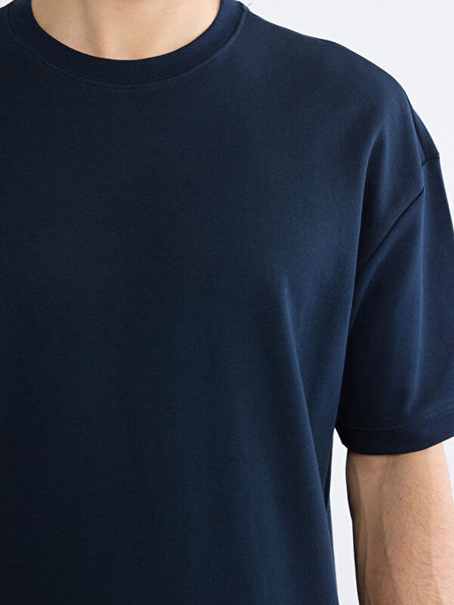 Oversize Fit Bisiklet Yaka Erkek Ti??rt