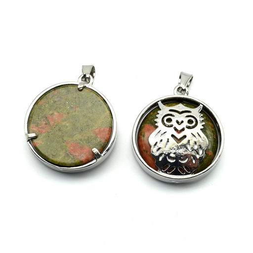 Подвеска Сова 27*27мм с унакитом