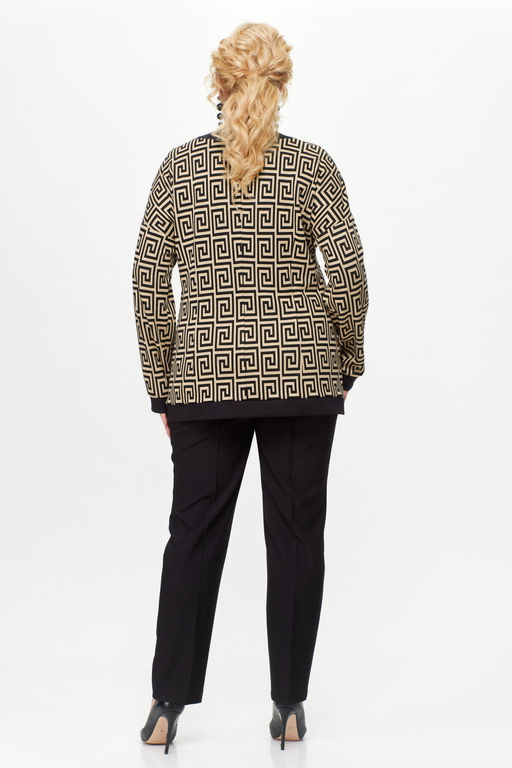 Кардиган Элль стиль 2229/2 черный/бежевый  фото 3