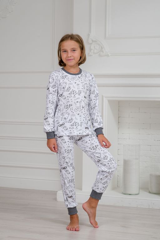 Пижама детская из интерлока Потешка котик темно серый - Амадэль фото 18